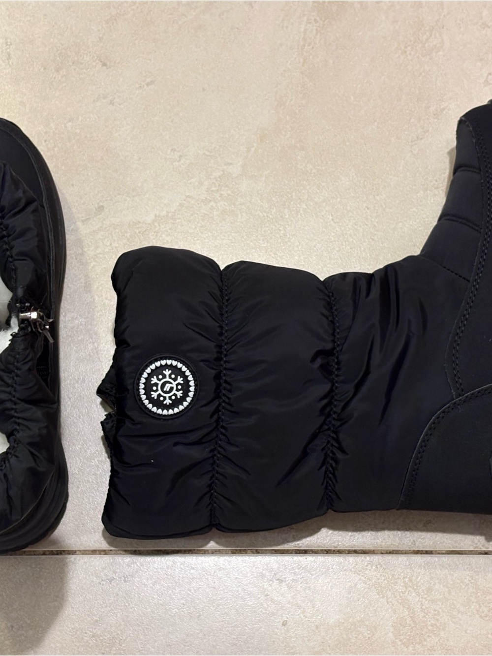 Stylish Black Quilted Winter Boots with Insulated Shaft